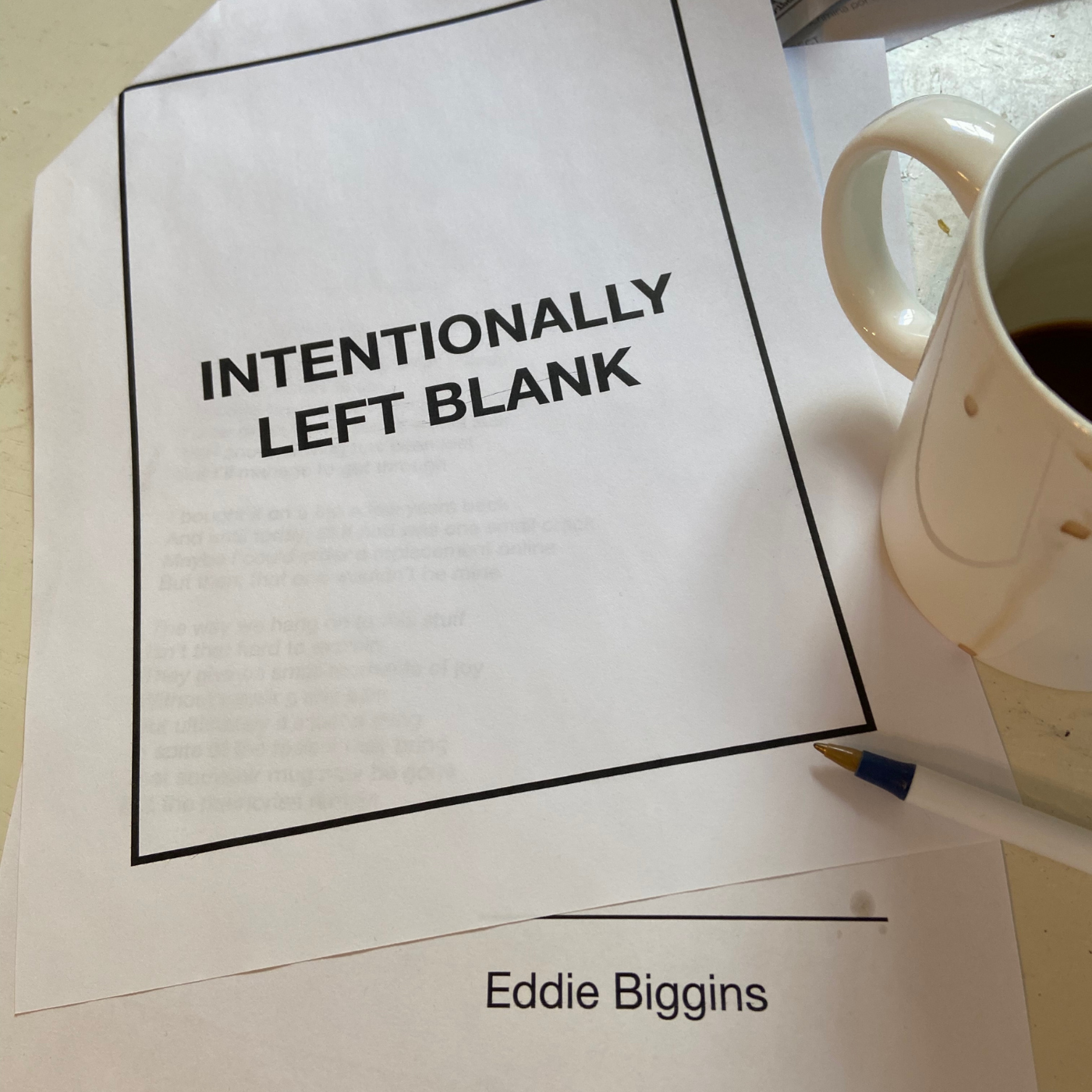Intentionally Left Blank · Eddie Biggins