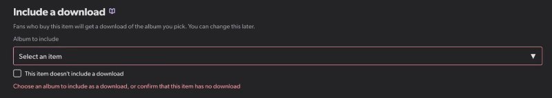 Another album configuration option: merch download only