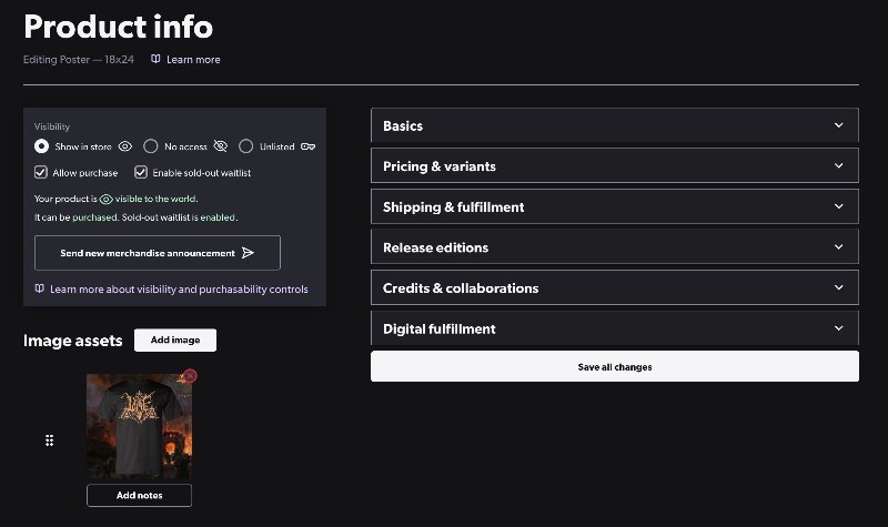 Merch admin page facelift