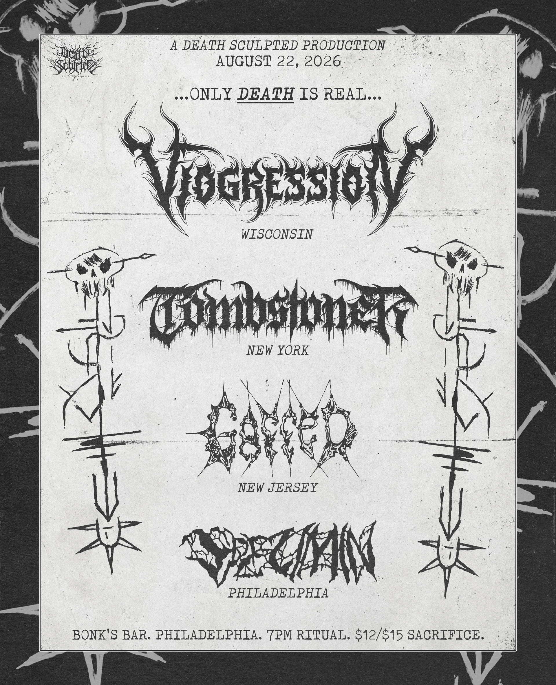 PRE-SALE TICKET: 8/22 Viogression, Tombstoner & more @ Bonk's